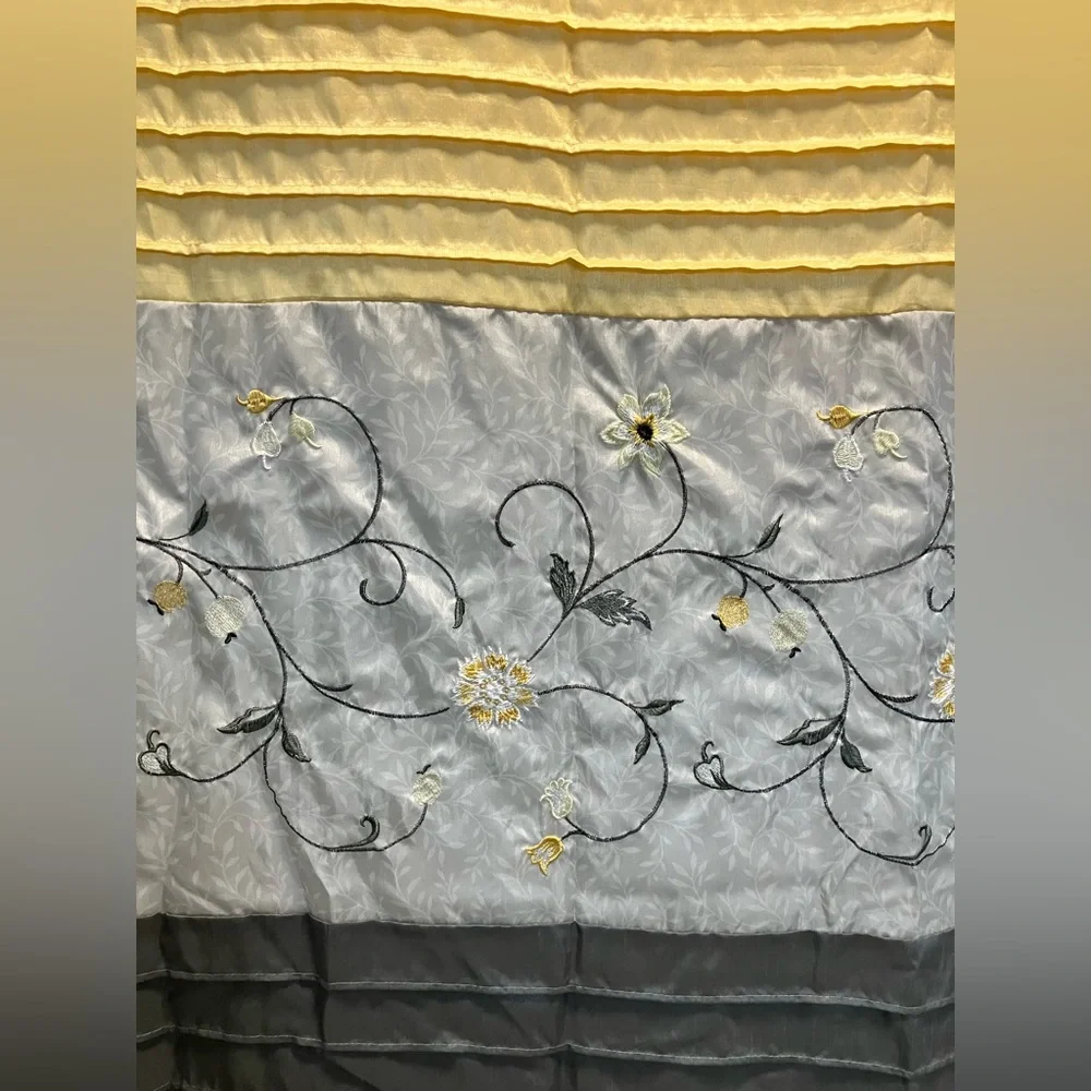 Madison Park Shimmering Yellow/Gold/White/Gray Silky Polyester Fabric beautiful